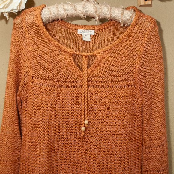 Lucky Brand Crochet Tie Front Tunic in Rust size M - Picture 4 of 7